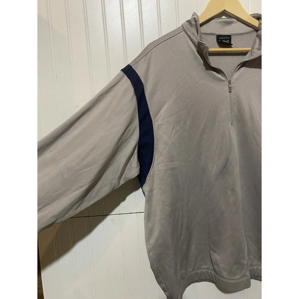 Nike Golf Therma-Fit Men's XL‎ Grey 1/4 Zip Fleece Pullover Light Jacket Logo